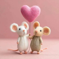 Petite poupée souris en feutre doux et durable en forme de cœur, avec rose et lettre d'amour, jouet cadeau Saint-Valentin pour usage intérieur