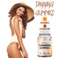 Complément alimentaire pour la peau en gommes vegan à l'astaxanthine, à la bêta-carotène et à la vitamine C, marque privée SPL, gommes bronzantes