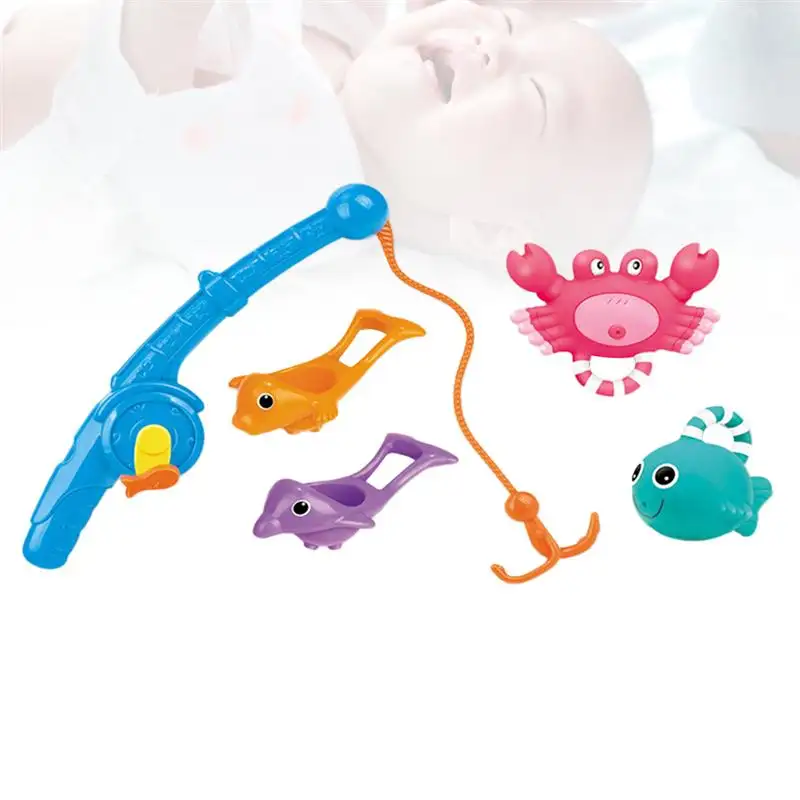 5pcs תינוק דיג צעצועים מצחיק מקלחת קיץ מים אמבטיה אמבטיה דיג צעצוע חוף ילד לשחק שחייה בריכה עם אריזת מתנה