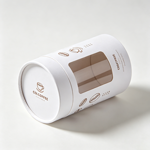 Boîte cylindrique de luxe en papier avec fenêtre transparente, taille personnalisée, tube en kraft pour emballage de café en grains, emballage boutique - Product Image 2