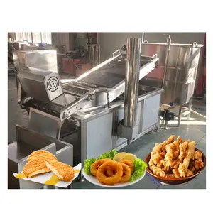 Continuous Automatic French Fries Banana Electric Gas Type Nut Potato Puffed Onion Snack Food Chips Frying Machine