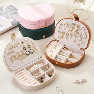 Supplier Custom Logo PU Leather Jewelry Storage Case for Studs Earrings Necklaces Bangles <b>Travel</b> Jewelry Organizer with Buckle - Product Image 3