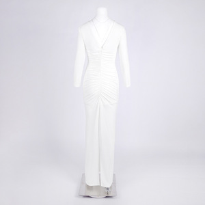 Abiti <span class=keywords><strong>Casual</strong></span> da Donna con Scollo a V, Vestito Floreale 3D Drappeggiato e Plissettato, Elegante Abito da Sera per Occasioni Formali - Product Image 3