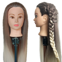 Tête de mannequin pour la formation en coiffure, cheveux synthétiques doux et lisses à 100%, têtes de mannequin pour la formation en coiffure, mannequins blonds pour les coiffures