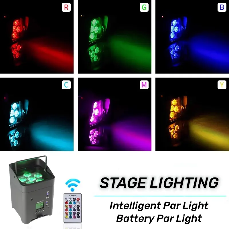 MJ 6x18w RGBWA UV DMX512 kabellose Akku-Uplights LED Par Can Light für Hochzeit Party Bar DJ Bühnenbeleuchtung mit Fluggehäuse