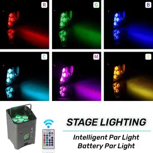 Mj 6X18W Rgbwa Uv Dmx512 Draadloze Batterij Uplights Led Par Kan Licht Voor Bruiloftsfeest Bar Dj Podiumverlichting Met Flight Case