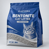 Sachet d'emballage imprimé sur mesure avec soufflet latéral et fermeture éclair refermable pour litière pour chat à la bentonite, sans parfum, marque privée, vente en gros