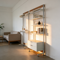 Système d'étagères modulaires en métal de type minimaliste nordique, étagères durables, réglables en hauteur, multifonctionnelles, avec tiroirs
