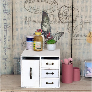 White Desktop Jewelry Organizer With <b>Drawers</b> And Cabinet <b>Storage</b> Box For Cosmetics And Accessories - Product Image 1