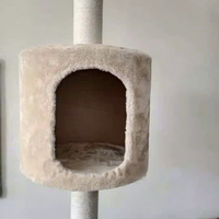 Arbre à chat du sol au plafond de 267 cm de hauteur avec condo, hamac, poteaux à gratter, corde en sisal et maison de jeu pour chatons