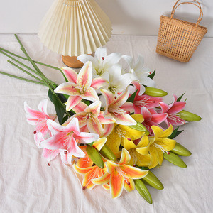 Fleurs de lys artificielles Laixing en PVC souple, moulage par injection 3D, décoration intérieure, accessoires de mariage - Product Image 4