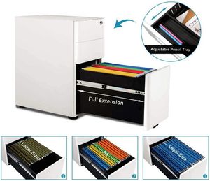 A4/Letter/Legal Compact Slim Portable <strong>File</strong> Office Storage Cabinet <strong>3</strong> Drawer Metal Office Cabinet - Product Image 5