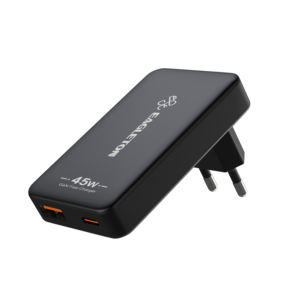 Chargeur mural ultra-fin PD65W GaN USB-C à double port avec adaptateur de prise multinationale convertible EU US UK AU - Product Image 3