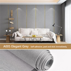 Vente en gros de rouleaux de <span class=keywords><strong>papier</strong></span> <span class=keywords><strong>peint</strong></span> non tissé auto-adhésif <span class=keywords><strong>gris</strong></span> <span class=keywords><strong>clair</strong></span> Décoration de bureau et de maison en coton minimaliste moderne - Product Image 2