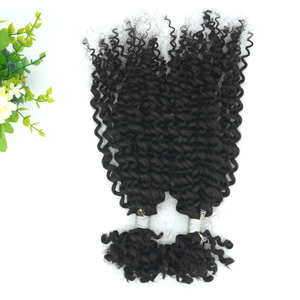 KAMA alta calidad 4A <span class=keywords><strong>Remy</strong></span> cabello venta al por mayor estilo de ganchillo <span class=keywords><strong>Afro</strong></span> rizado extensión de cabello humano a granel Natural - Product Image 4