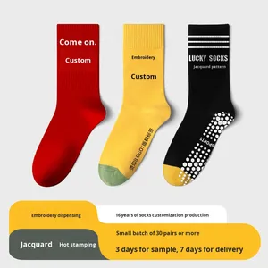 Sports Leisure Mid-calf <strong>Socks</strong> Men Women Knitted Letter Custom Printing Logo Trendy Sweat-absorbent Combed Cotton Summer OEM - Product Image 3