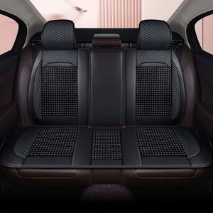 Housses de siège de voiture en cuir de luxe durables avec perles en bois, ensemble complet avant et arrière - Product Image 5