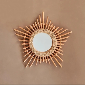 Contemporáneo respetuoso con el medio ambiente hecho a mano decorativo moderno ovalado ratán bambú mimbre tejido Natural montado en la pared colgante decoración del hogar - Product Image 2