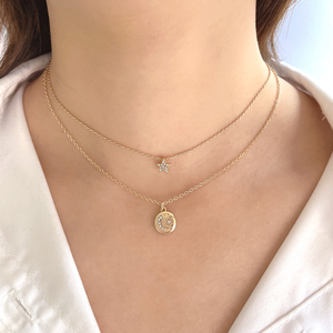 Collar con Colgante de Doble Cadena Estilo Clásico en Oferta, Cadena de Eslabones con Estrella y Luna en Aleación de Zinc Chapada en Oro para Mujer - Product Image 2