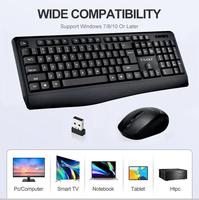 Ensemble clavier et souris sans fil Tf100, récepteur USB 2.4G, mise en veille automatique, pour bureau, entreprise, domicile, ordinateur portable, ordinateur de bureau, PC