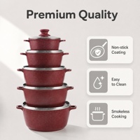 Ensemble d'ustensiles de cuisine en aluminium moulé sous pression OEM en gros, style classique, casseroles et poêles en granit, batterie de cuisine antiadhésive