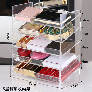 Organizzatore di trucco in acrilico con 5 cassetti organizzatore di gioielli portaoggetti per gioielli da tavolo impilabili pennelli da trucco chiaro - Product Image 2