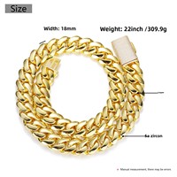 Kubanische Kette Halskette 18 Karat vergoldet 18mm dicke Zirkon Glieder kette Trendy Geschenk Unisex Style