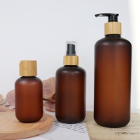 Minyak Esensial Kosmetik perawatan kulit, minyak esensial 50 ml 120 ml 250 ml 500 ml, stoples krim hewan peliharaan dan botol Serum rambut Losion dengan tutup pola bambu