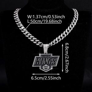 Kalung Liontin Juara NHL Los Angeles Kings, Rantai Cuban Link Berlapis Perak, Gaya Hip-hop, Dijual Pabrik - Product Image 6