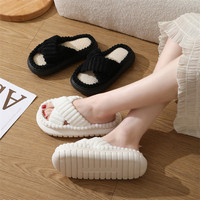 Chaussons d'intérieur japonais en peluche pour femme, printemps-automne, vente en gros, unisexe, en EVA, à semelle épaisse, antidérapants, chauds, avec doublure en fausse fourrure