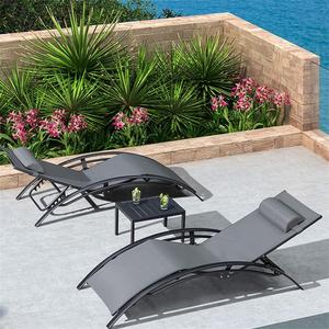 Yoho moderno ocio aluminio sol salón exterior plegable jardín sol cama Villa patio playa piscina Patio Material de madera duradero - Product Image 6