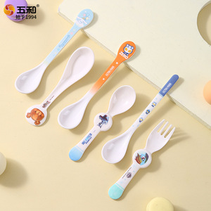 Wuhe Children's Spoons Cartoon Design Food Grade Baby Utensils 0-12 Months Spoon Fork Set - Product Image 2