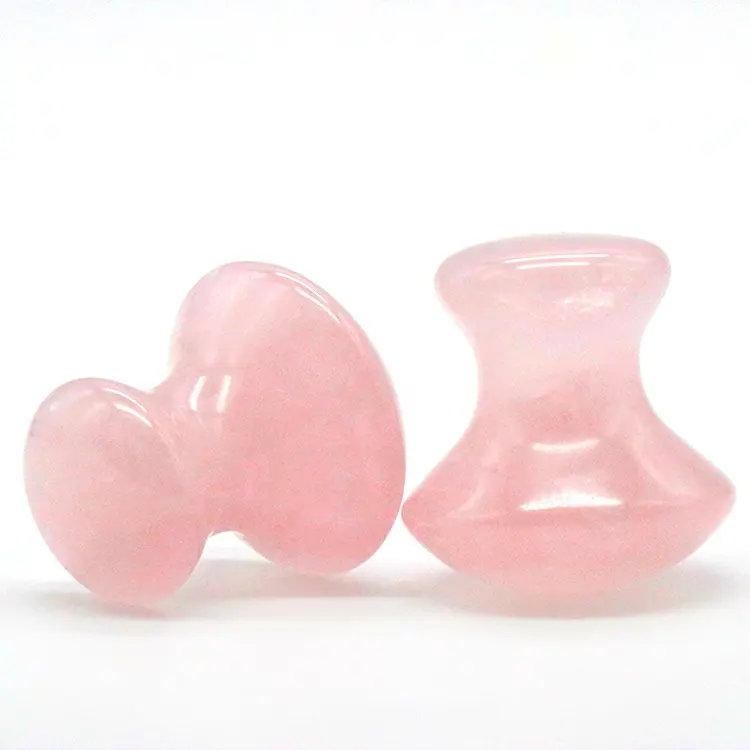 Hot Selling Gua Sha Rose Quartz Pink Crystal Massage Stone Mushroom Shape Jade Roller Set