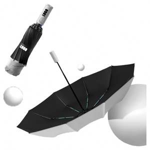 Full-automatic Open Handle LED 3 Fold Umbrella Reverse UV Sun Rain Flashlight <b>Parasol</b> Reflective <b>Stripe</b> Light Umbrellas - Product Image 6