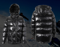 Doudoune Homme Matelassée Brillante Style Canada en Duvet d'Oie et de Canard Noir, à Capuche, Grand Taille, en Nylon, pour Extérieur, avec Logo de Marque Personnalisé