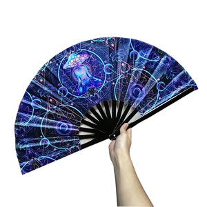 2024 33cm Bamboo Crafts Eventail Custom Design Printed 13 Inch Large Folding Hand Fan for Events Clack Fan