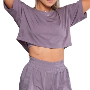 Camiseta de gran tamaño 95% algodón 5% Spandex, camiseta de entrenamiento cómoda recortada, venta al por mayor - Product Image 1