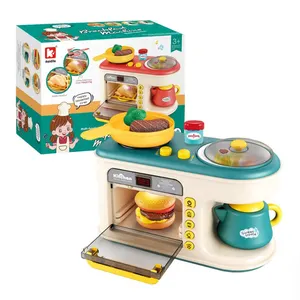 47 adet B/o mikrodalga fırın ev aletleri oyna Pretend mutfak seti kahvaltı elektrikli pişirme oyuncak ışıkları ve müzik ile