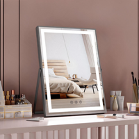 Miroir de bureau carré intelligent avec écran LED et cadre en métal et verre, éclairé, personnalisable avec logo et design sur mesure