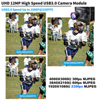 Módulo de Cámara USB3.0 de Alta Velocidad IMX577, Placa de Cámara Web de 12MP, 4K 60fps, 1080P 230fps, 88 °   Gran Angular Sin Distorsión, Conexión Plug and Play