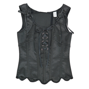 Corset en satin délicat à lacets, avec bretelles réglables à nœud, décolleté carré, bustier sculptant et amincissant pour la taille - Product Image 3