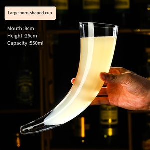 Bicchieri da Cocktail creativi con Design minimalista bicchieri da Cocktail in Tequila in vetro a forma di corno personalizzati - Product Image 3