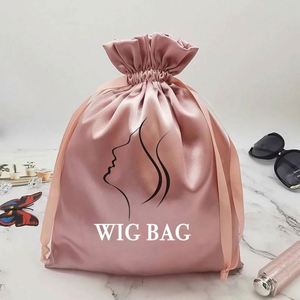 Bolsas de Almacenamiento para Extensiones de Cabello y Pelucas, Reciclables, con Logotipo Personalizado, de Satén Negro con Cordón, Tamaño Personalizable para Empaque de Paquetes de Cabello - Product Image 6
