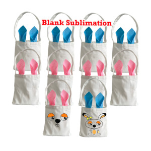 Egg <b>Basket</b> Furry Polyester Candy Bucket Children's Kids White Blank Sublimation <b>Easter</b> <b>Gifts</b> Bag for Party - Product Image 1