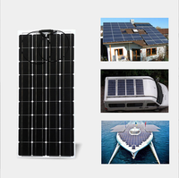 Selimut Surya Monokristalin 200W yang Dapat Dibengkokkan, Panel Surya Fleksibel Kit Panel PV untuk RV Kapal Pesiar Rumah Sistem Tenaga Listrik Off-Grid