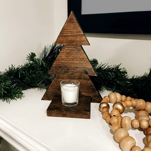 Wooden Handmade <b>Christmas</b> <b>Tree</b> <b>Candle</b> Holder Stand Heat Resistant Matte Finish Home Decoration for Birthday - Product Image 1