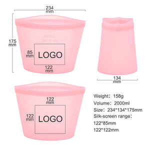 Bolsas de almacenamiento de silicona de grado alimenticio de fácil sellado multicolor Bolsas de comida de silicona reutilizables sin BPA a prueba de fugas para viajes - Product Image 5
