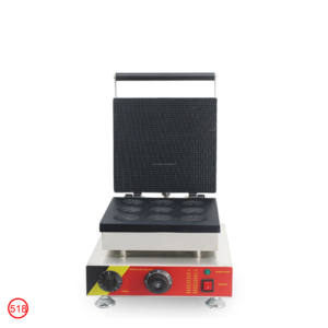 <span class=keywords><strong>Gaufrier</strong></span> <span class=keywords><strong>professionnel</strong></span> en acier inoxydable pour usage commercial, 6 plaques circulaires, chauffage double face, revêtement antiadhésif - Product Image 2