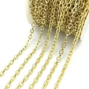 Factory Direct Wholesale Cheap Brass Semi Finished Roll Chain Gold Metal Chain for Necklace Bracelets Jewellery Accessories