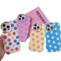 Casing HP Polkadot Warna Permen yang Lucu Cocok untuk iPhone 17 16 15 Pro Max PC+TPU 2-in-1 Matte Anti Benturan Pelindung